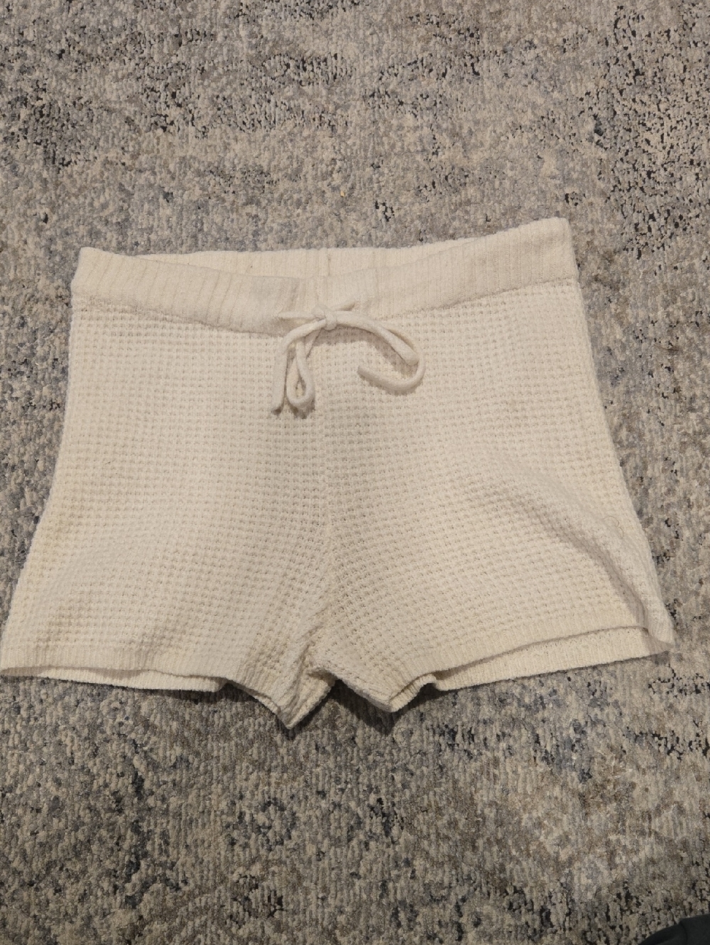 Cream Waffle Knit Lounge Shorts